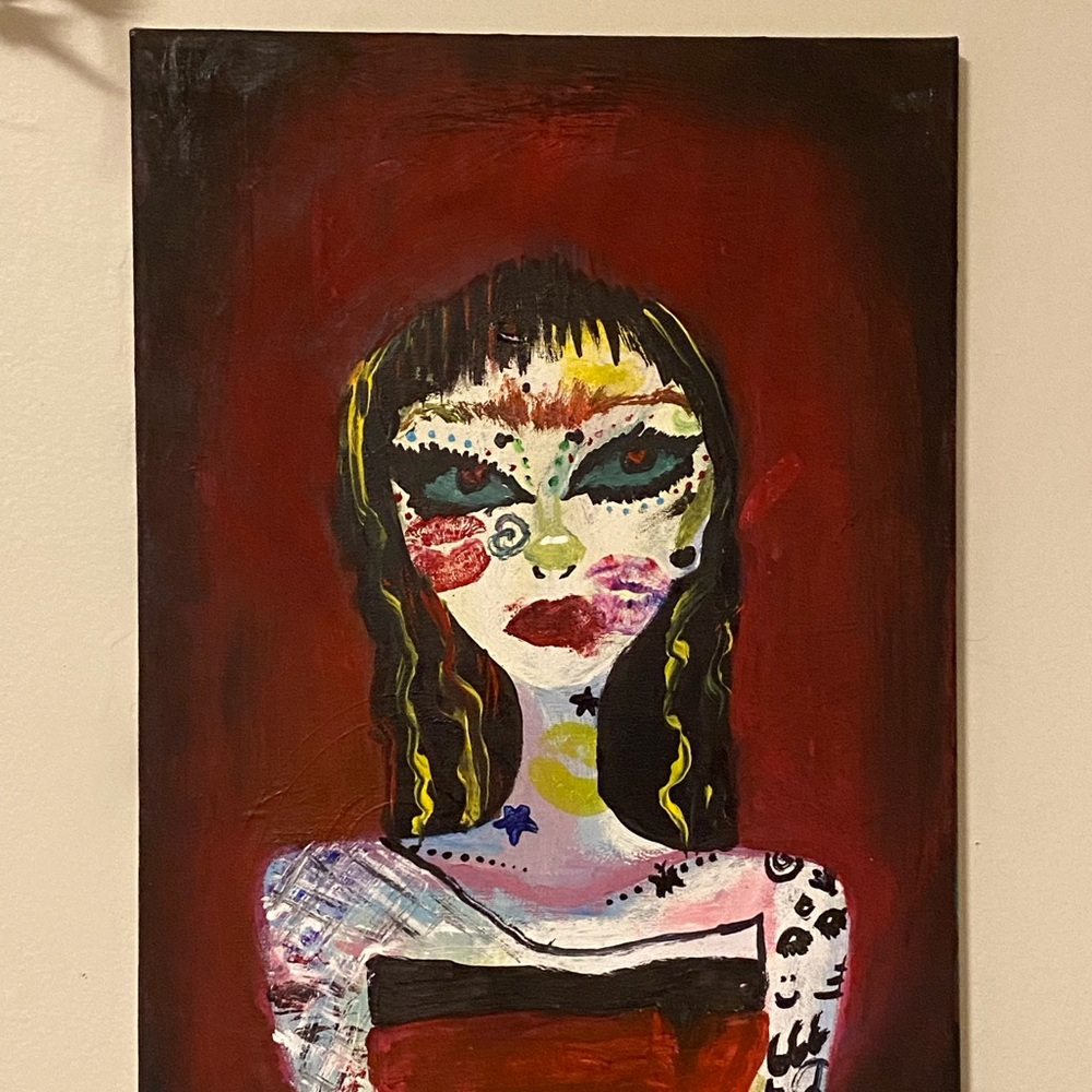 Stylized Painting in Red and Black